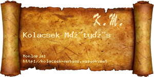 Kolacsek Mátyás névjegykártya