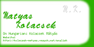 matyas kolacsek business card