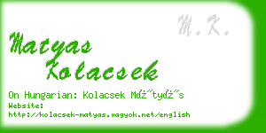 matyas kolacsek business card